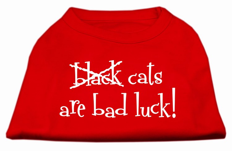 Black Cats are Bad Luck Screen Print Shirt Red XS